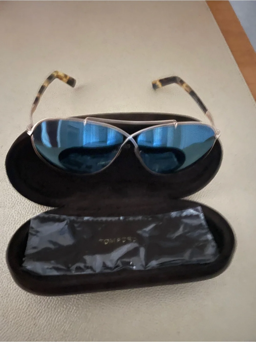 Tom Ford Brown/Blue Eva TF374 28X 61 to 10 Mirror Aviator Sunglasses
